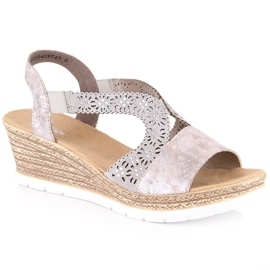 Bekväma slip-on sandaler för kvinnor med resår Rieker 61916-91 mångfärgad