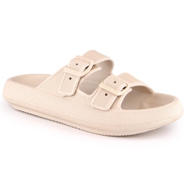 Damsporttofflor på plattformen beige Big Star LL274611