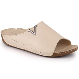 Damtofflor i beige läder T.Sokolski L22-301