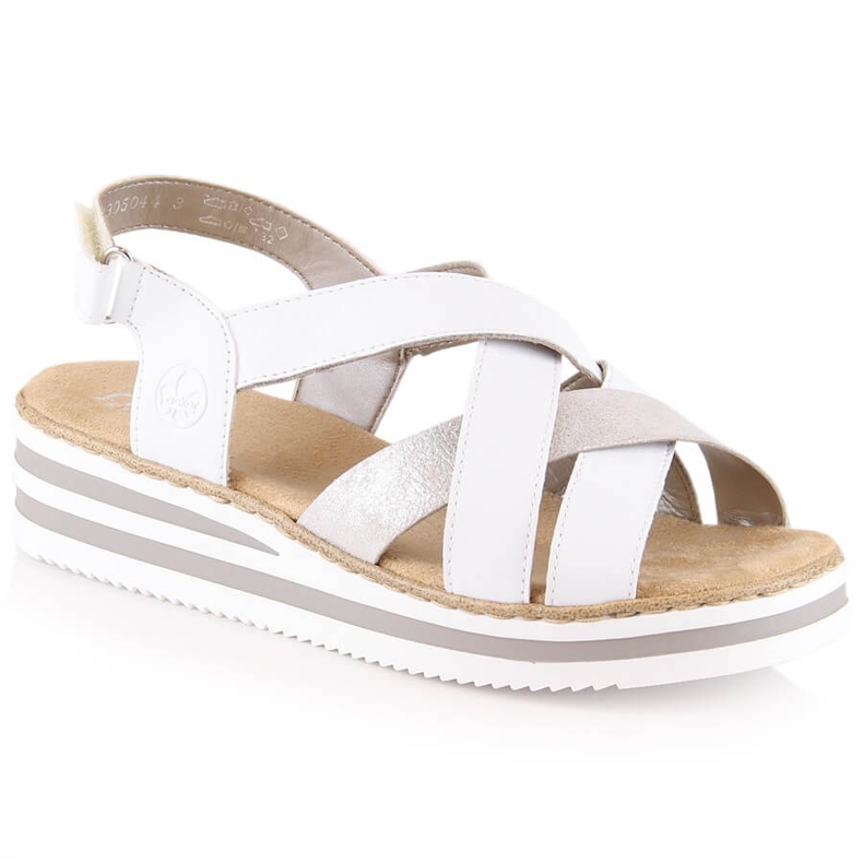 Skinnbekväma damsandaler vita Rieker V0279-80