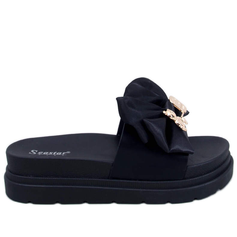 BM Teddy Svarta plattformstofflor med nalle