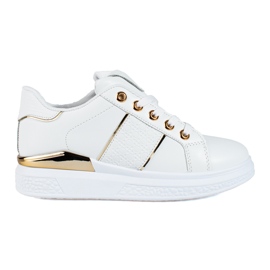 Vita och guld damsportskor Shelovet sneakers