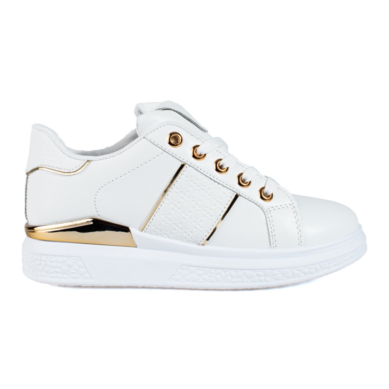 Vita och guld damsportskor Shelovet sneakers