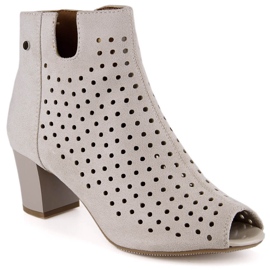 Kvinnors vårmocka genombrutna peep toe boots beige Jezzi ASA169-7