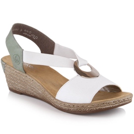 Bekväma damsandaler Rieker 624H6-80 vit