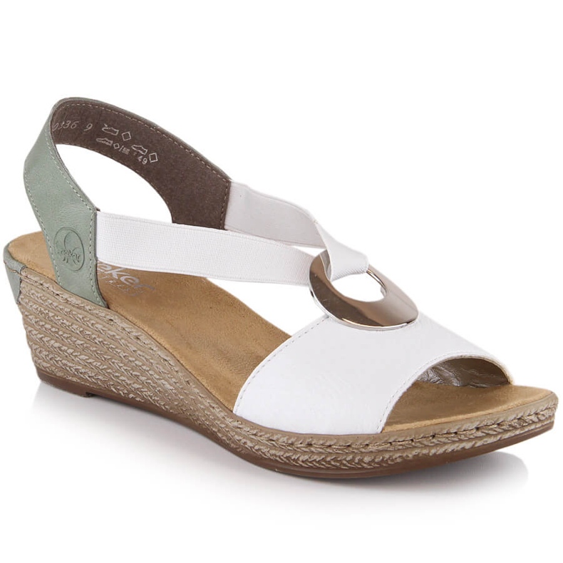 Bekväma damsandaler Rieker 624H6-80 vit