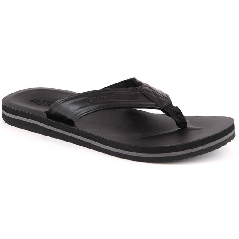 Herrflipflops gjorda av ekologiskt läder svart Big Star LL174605