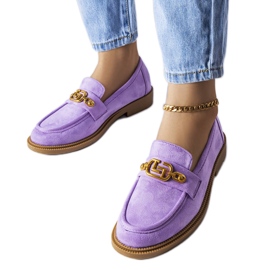 Lila eleganta loafers med Ouellet-utsmyckning violett