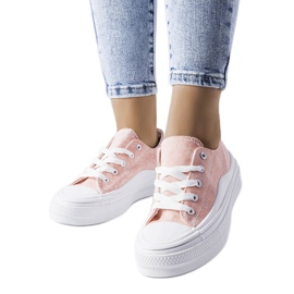 Rosa platåsneakers från Bélair
