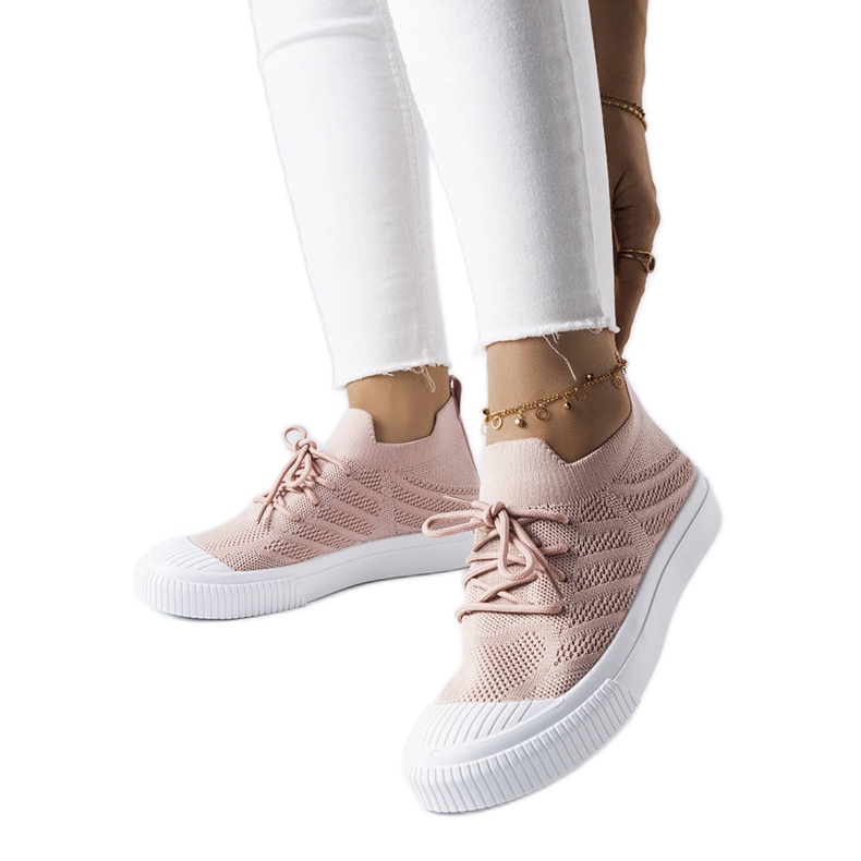 Rosa Polaire sneakers i stretchtyg