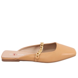Seastar Chiara Camel tofflor med kedja beige