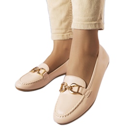 Beige loafers med spänne från Sauvé