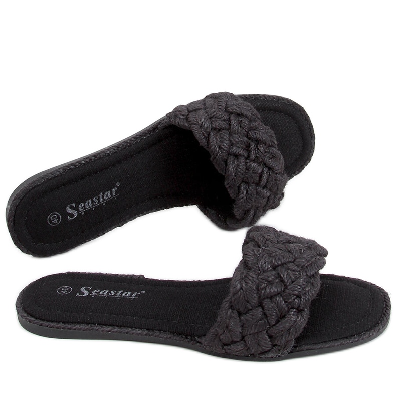 BM Erika Black damtofflor med snörning svart