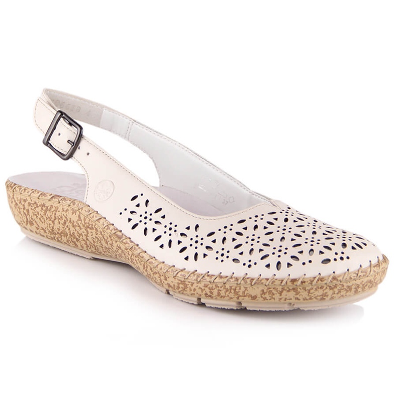 Skinnbekväma genombrutna sandaler beige Rieker 44861-60