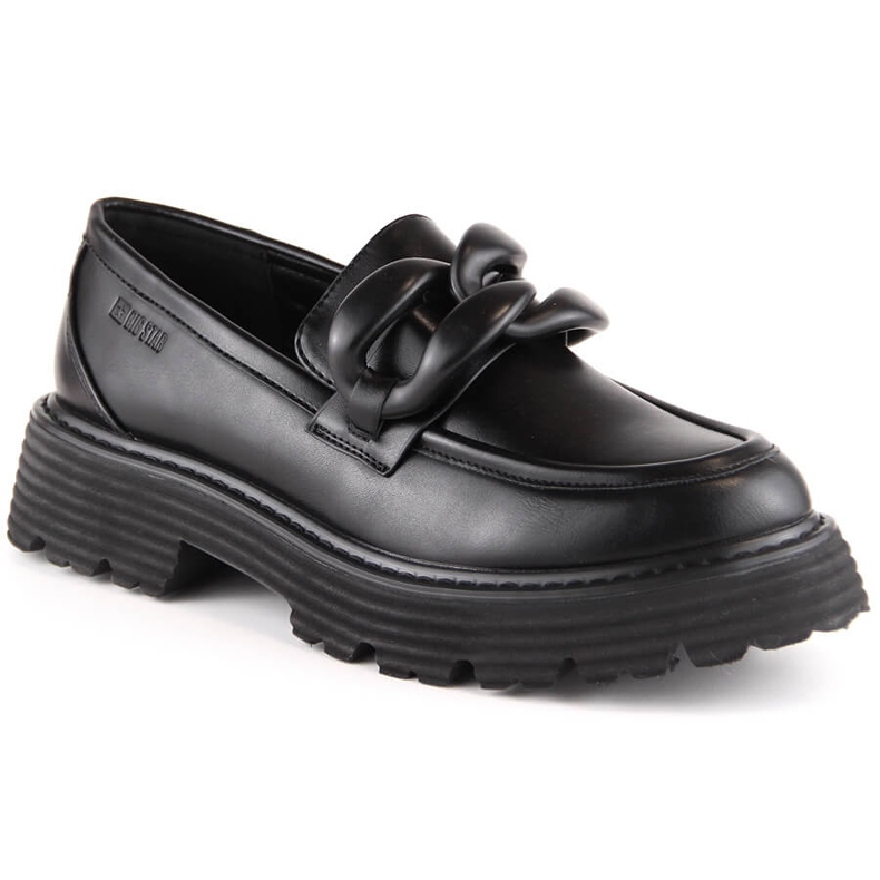 Black Big Star LL274580 högklackade loafers med kedja svart