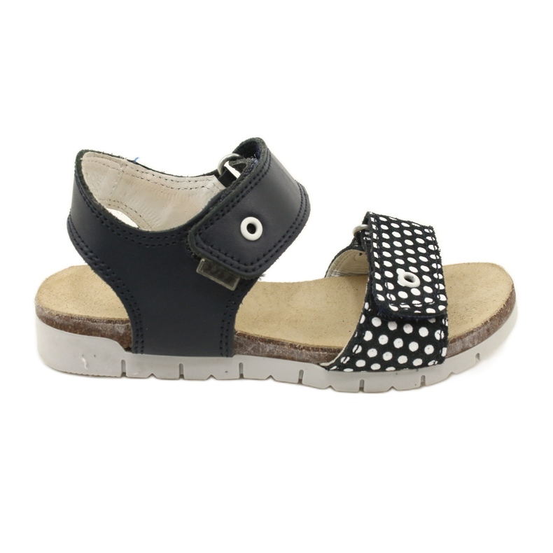 Bartek Tjejens marinblå lädersandaler i prickar