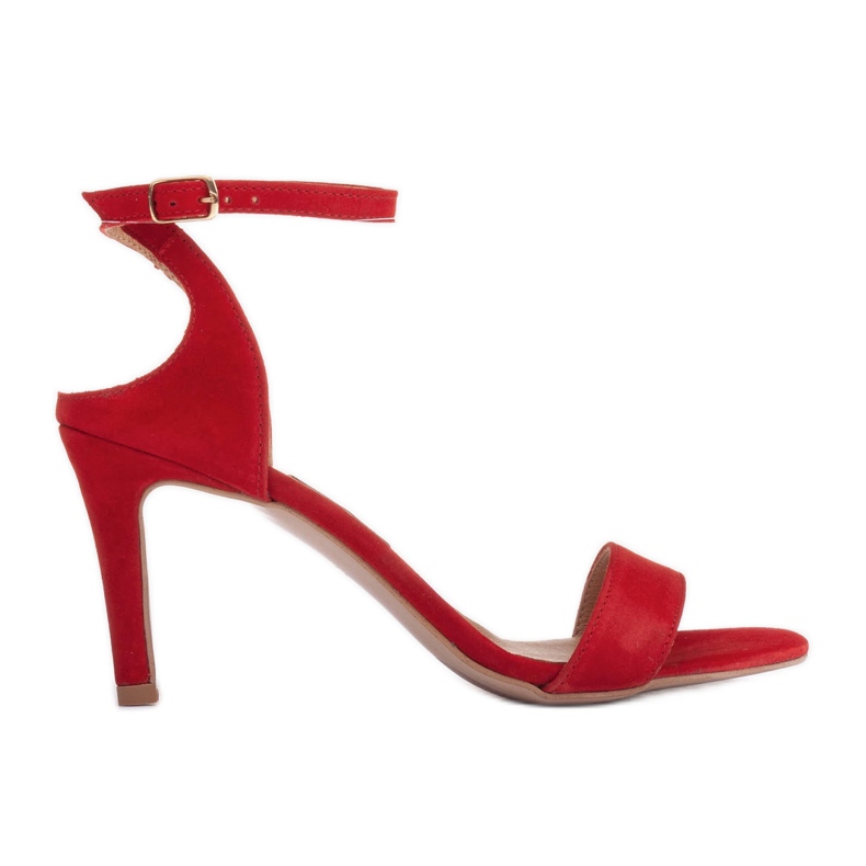 Marco Shoes Eleganta sandaler gjorda av naturlig mocka röd