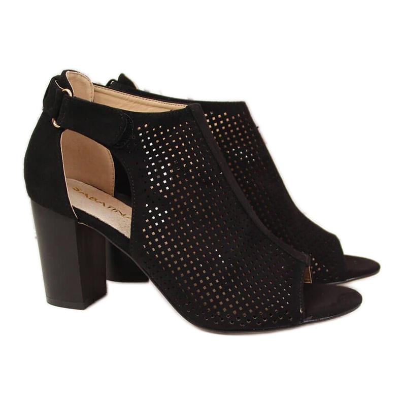 Damsandaler med kardborre svart Sabatina 7802