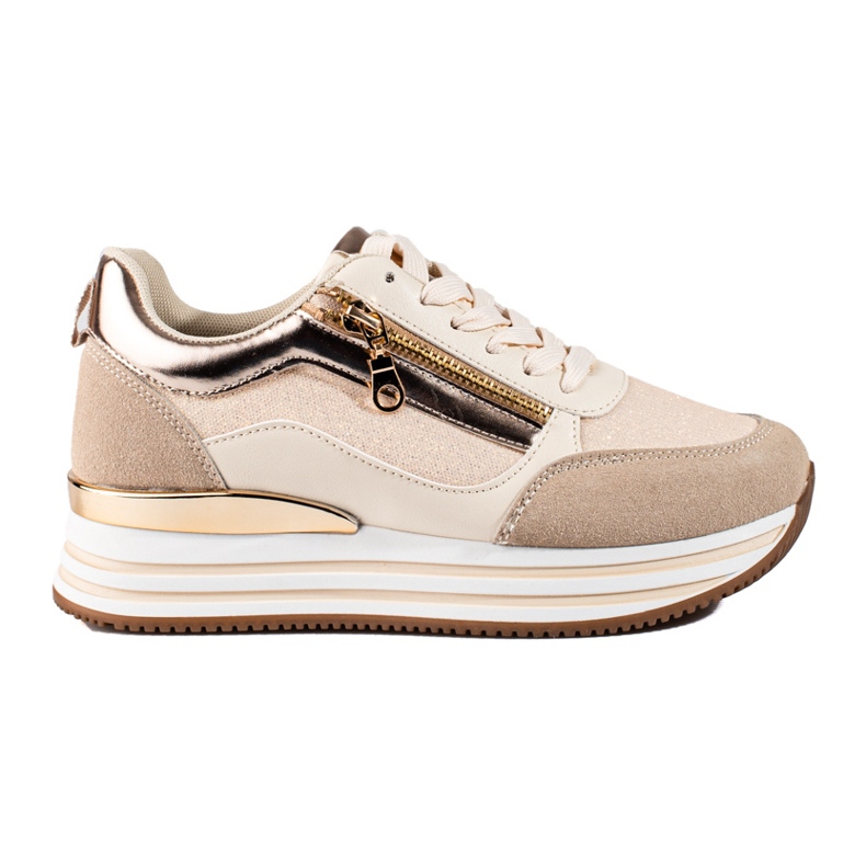 Plattsneakers i beige och guld från Shelovet