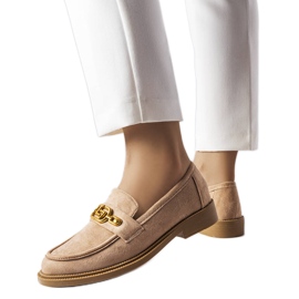 Beige eleganta loafers med Ouellet-utsmyckning