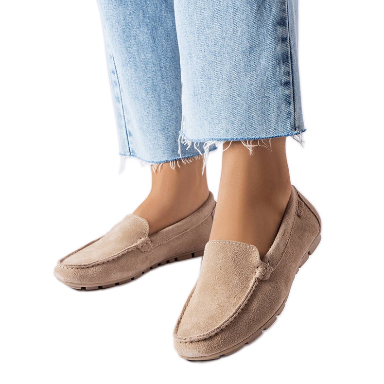 Big Star beige loafers i läder JJ274658