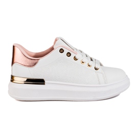 Shelovet vita sneakers för kvinnor med guldinlägg
