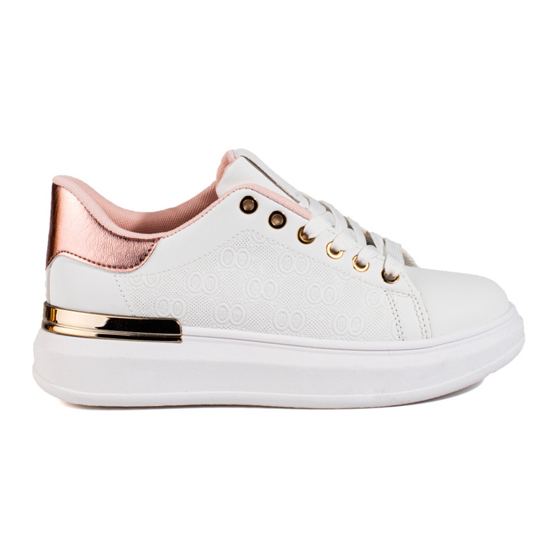 Shelovet vita sneakers för kvinnor med guldinlägg