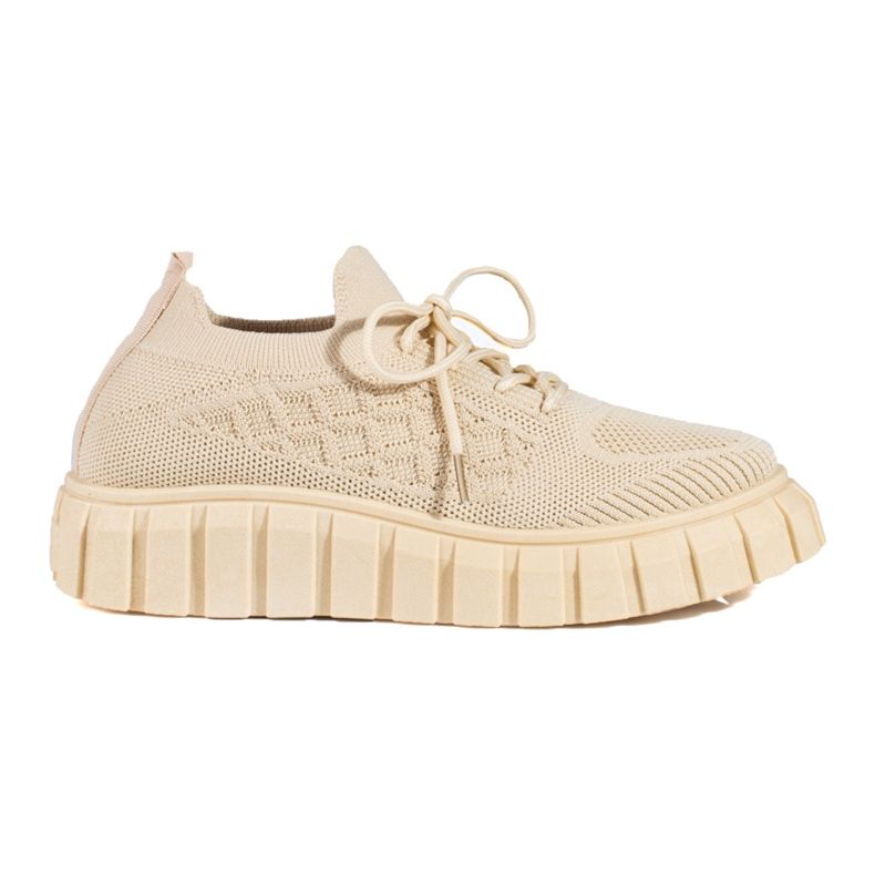 Sportskor i beige Shelovet-tyg för kvinnor