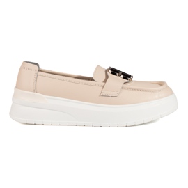Vinceza beige plattform loafers med dekoration