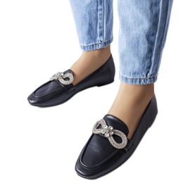 Svarta loafers med cubic zirconia från Quirion