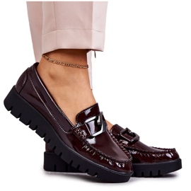 Sergio Leone Lackade Loafers På Burgundy Kjersti Plattformen röd