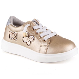 Evento Tjejer guld metallic slip-on skor Miss❤E gyllene