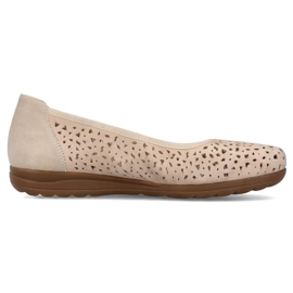 Genombrutna beige läder slip-on skor för kvinnor Rieker L9365-61