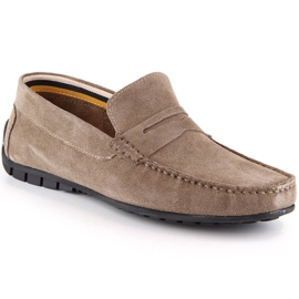 Mockasiner i mocka i skinn för män Filippo MP921 taupe loafers beige