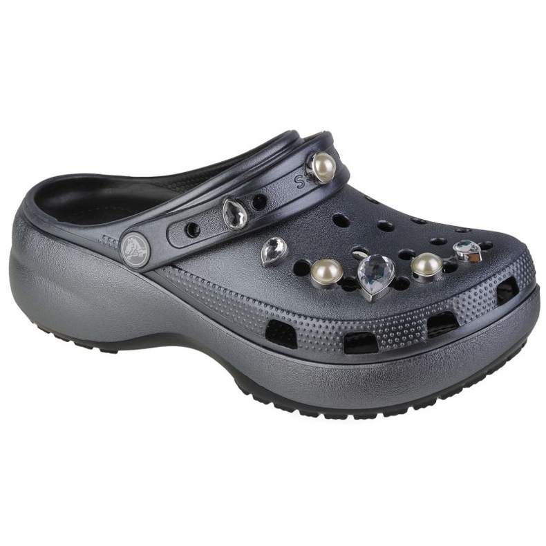 Crocs Classic Plattform Kristaller Pärlor Clog W 208342-001 grå