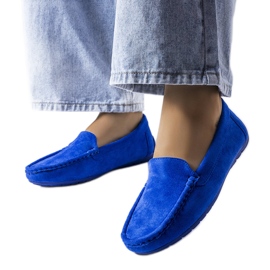 Blue Souplet loafers med lädersula blå