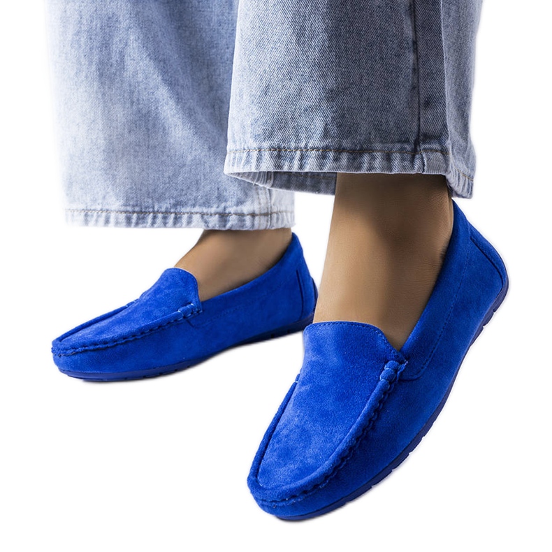 Blue Souplet loafers med lädersula blå