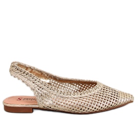 PA1 Grazia Gold Openwork Ballerinas med öppen klack gyllene