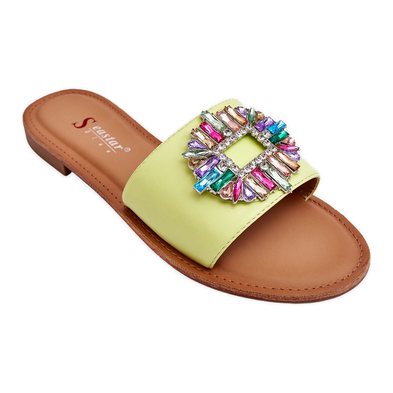 Modetofflor för kvinnor med grön Halsey-dekoration