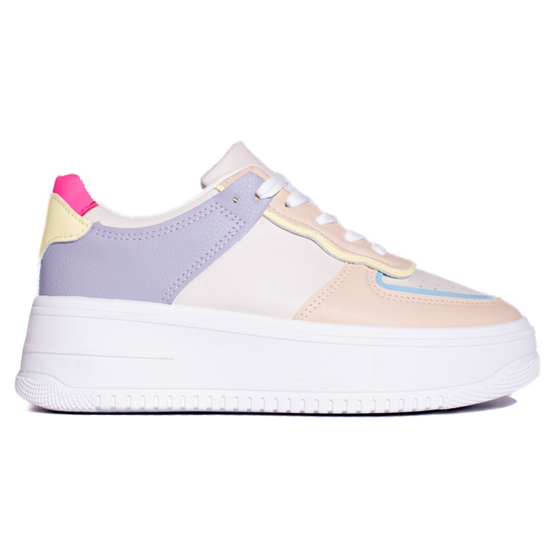 Flerfärgade sneakers på en tjock Shelovet-plattform beige