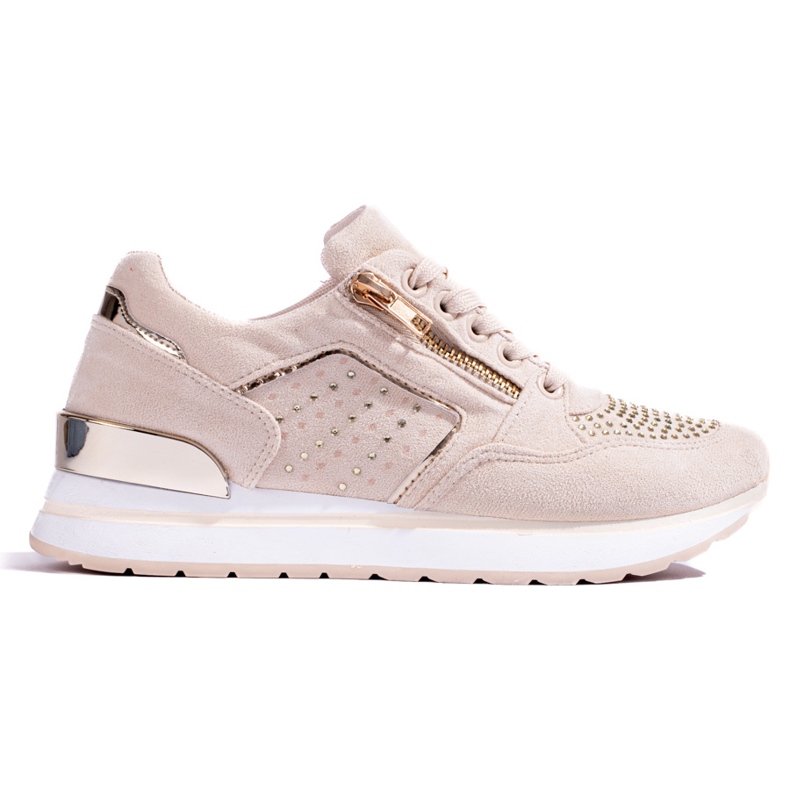 Sneakers med kil för kvinnor beige Shelovet