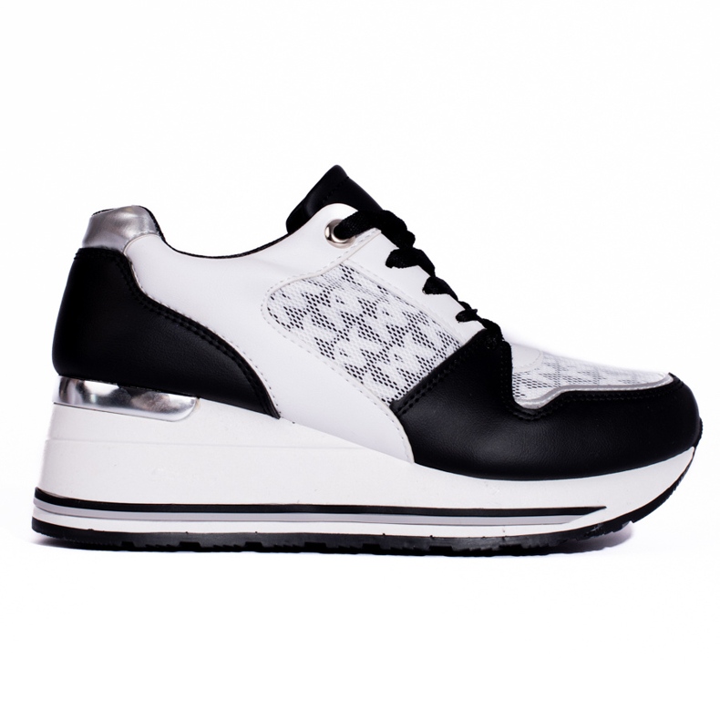 Svarta och vita Shelovet wedge sneakers för kvinnor