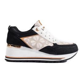 Shelovet damsneakers i svart och beige