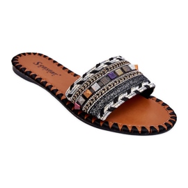 Bellisa tofflor med svart utsmyckning för kvinnor