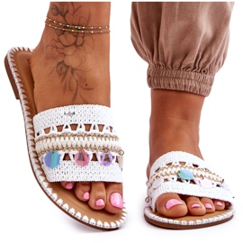 Kvinnors flätade utsmyckade tofflor Vita Millano