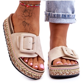 PS1 Damsandaler På En Dekorerad Plattform Beige Joyce