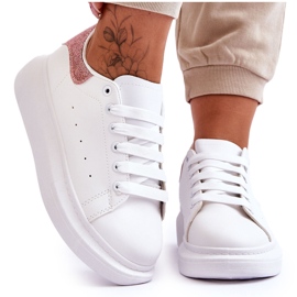 Sportskor för kvinnor på glittrande vit-rosa plattform Eliso