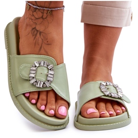 Platformtofflor för kvinnor med grön Beneca-dekoration