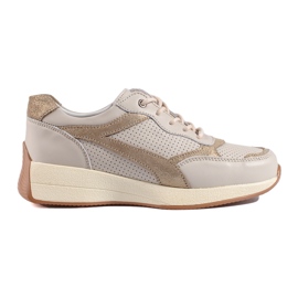 Beige sneakers i läder på Shelovet-plattformen