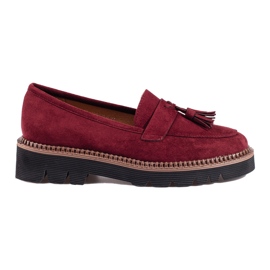 Vinceza rödbrun mocka tofs loafers